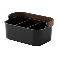 UMBRA Bellwood木柄收納置物籃, 1個, 墨黑色