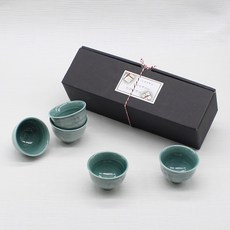 月鹽 韓國製 陶瓷晨露酒杯 5入組, 混合顏色, 1套