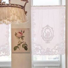 MaMaison Belle Fleur 刺繡窗戶短簾 遮蔽簾 CBMV15, 粉紅色