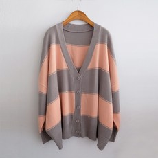 女款 Loves Bellies 寬鬆版 V領條紋針織開襟衫