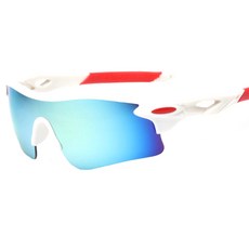 Elmountain 運動太陽眼鏡 + 眼鏡盒組, 白色鏡框 + 藍色鏡面鏡片, 1套