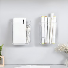 Ju and Ji 黏貼式迷你口袋收納盒 小型, 透明, 2個