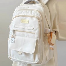 Chichills Foeden 大容量收納 附鑰匙圈 可愛學生後揹包 11931, 白色