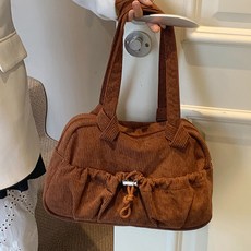 연이랜드 여성용 코듀로이 드로스트링 숄더백