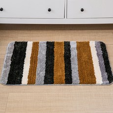 JH컴퍼니 컬러풀 스트라이프 발매트 60 x 40 cm, 블랙&브라운, 1개