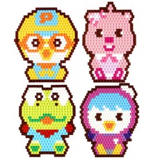 Pororo 淘氣小企鵝 像素積木 啵樂樂 + 佩蒂 + 可龍 + 露比 套組, 混合色