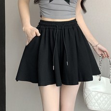PEONIST 女款百褶鬆緊帶三分裙褲