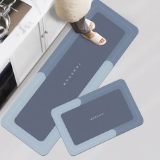 MEO 可水洗軟式珪藻土廚房防滑墊2件組, 莫蘭迪藍, 1個