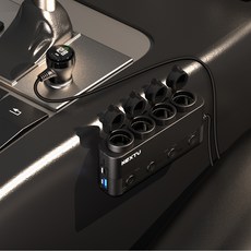 Nextu 秀安 車用多功能點煙器插座 汽車高速充電器 黑色, 4球, 1個