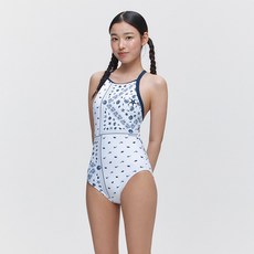 renoma SWIM 女款頭巾圖案高領X背連身泳衣 RN-LS2G201