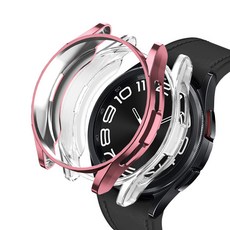 Luarmo Galaxy Watch 相容全覆蓋保護殼 2入組, 粉紅色, 透明