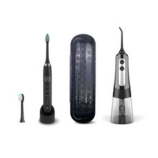 danmi 電動牙刷收納盒+電動牙刷 黑色+電動牙刷刷頭+沖牙機 黑色, DA-CL100（電動牙刷）、DA-CLS03Y（清潔刷）