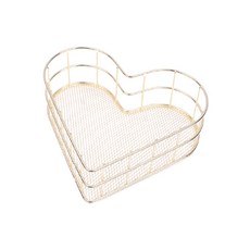 愛心網格鐵製托盤收納架 YT_RA967, 金色, 1個