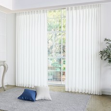 Casafelice 蝴蝶摺鬆餅紋雪紡窗簾, 白色