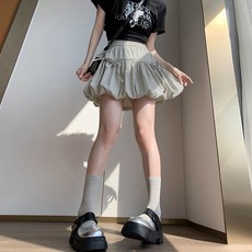 피어니스트 벌룬 리본장식 볼륨 플리츠 미니 스커트