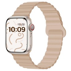 DGG 蘋果手錶 矽膠磁吸連結錶帶 38 / 40 / 41 / 42mm, 1個, 奶油沙