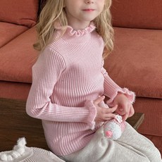 Yubly 女童 Pingpingla 荷葉邊半高領袖針織衫