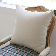 ANDCOTTON 復古Ocean Blue靠枕枕套組, 米色素面, 枕套 + 枕芯