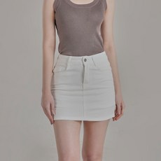 Gembling 女款附內襯安全褲修身素色棉質牛仔迷你裙