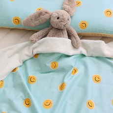 PRIELLE 超細纖維棉質嬰兒雙面毯, 笑臉款