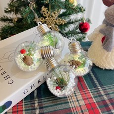 可愛農場 閃亮松針果實燈泡吊飾, 4個, 混合色