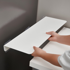 Younco 縫隙遮擋 免鑽孔壁掛式支架 壁掛層架, 白色, 1層