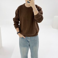 Adore Classic 男士葉子圖案圓領羅紋日常針織衫