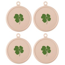 플라이토 실리콘 행잉 프린팅 원형 컵받침 10cm, 클로버 인디핑크, 4개