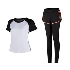 女款時尚瑜伽短袖T恤+短褲內搭褲