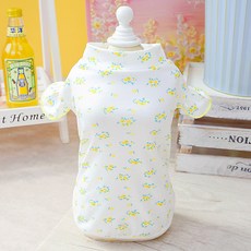 DING DONG PET 狗狗野花可愛高領無袖T恤, 黃色