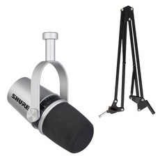 SHURE 舒爾 MV7 麥克風 + 折射支架包 Podcast XLR USB 混合雙麥克風 銀色