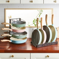 FIRSTLIVING 5層2用伸縮鍋具收納架, 可可