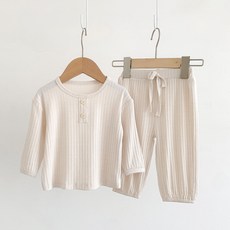 Bebeniz 兒童鈕扣點綴羅紋上下裝套組