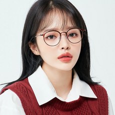멜라크메 뿔테 라운드 안경테 + 자외선 블루라이트 차단 렌즈