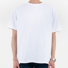 RAWTHAT 10支棉 水洗 基本款 素色 透氣 短袖T恤, 白色