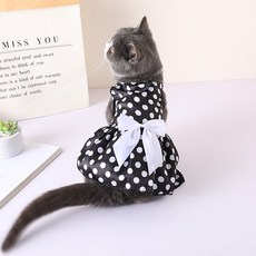 아티펫 고양이 빅리본 유럽풍 원피스, 도트, 1개