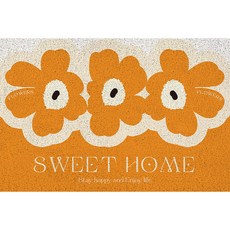 我的日常北歐花卉刻字入口廚房地毯, 橘