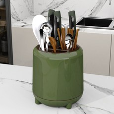 몬드스팟 물빠짐 회전 칸막이 대형 칼꽂이 조리도구 수저통 RB20738, 그린, 1개