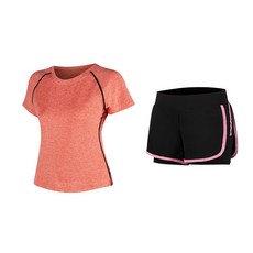 Naya Style 女款瑜珈短袖上衣 + 短褲套裝 2308