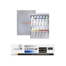 ShinHan 壓克力顏料 A組 50ml+4B素描筆 12入, 12 種顏色