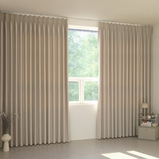 Changane 蝴蝶摺 持久定型加工 素色遮光窗簾, 沙色