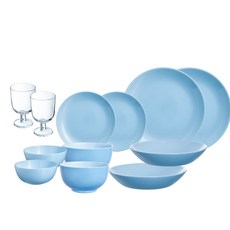 Luminarc Diwali綜合杯子碗盤組 14入, 藍色, 餐具套組