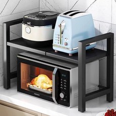 Younco 掛架兩用微波爐層架 廚房整理架, 黑色, 1個