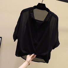 Madeobtti 女款飄逸雪紡襯衫上衣
