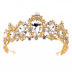 LUNAGLAM 花環造型水晶自助婚禮皇冠頭飾 WC614, 1個, 金白色