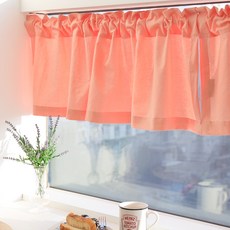 FORHOME 手工棉花糖廚房橫簾短簾, 珊瑚色