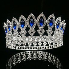 에스텔라 더블 라인 드롭 크리스탈 셀프웨딩 티아라 주얼리 크라운 WT406, 실버블루, 1개