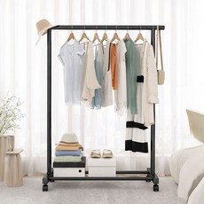 가구느낌 도도행거 1단 800 철제 스탠드 이동식 옷걸이, 블랙