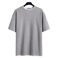 리홍 남성용 와플패턴 레이어드 반팔 티셔츠