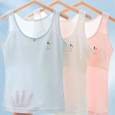 女童黃色蝴蝶結兔子羅紋學生背心式內衣 1階 3件組